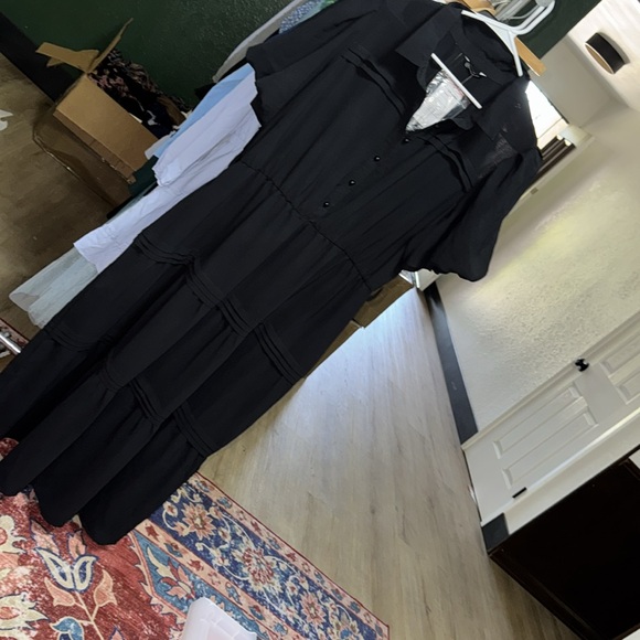 PRETTYGARDEN Women Summer Dress Short Sleeve Button Up Ruffle A Line Maxi Dress - Picture 7 of 8